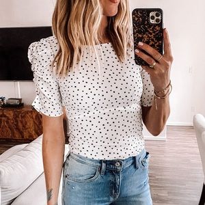 Abercrombie open back puff sleeve